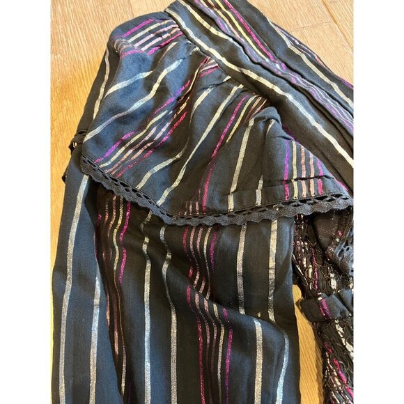 NWOT Farm Rio Lurex BLACK Stripes Mini Dress SIZE XS - Picture 7 of 10